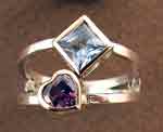 Amethyst and aquamarine ring